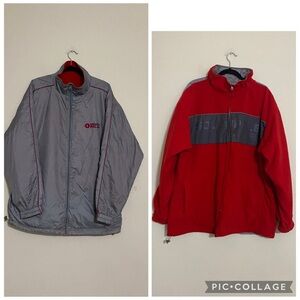 South Pole Men's Gray red reversible jacket fleece full zip XL winter comfy Y2K